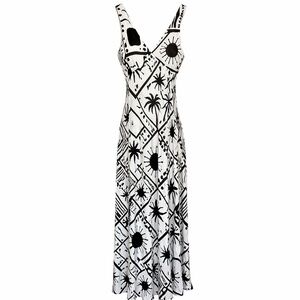Paper Heart Anthropologie Linen Blend V Neck Sleeveless Maxi Dress XS